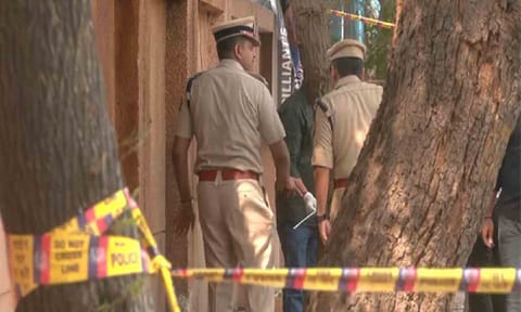 Visual from the spot of the blast in Rohini, Delhi (Photo/ANI)