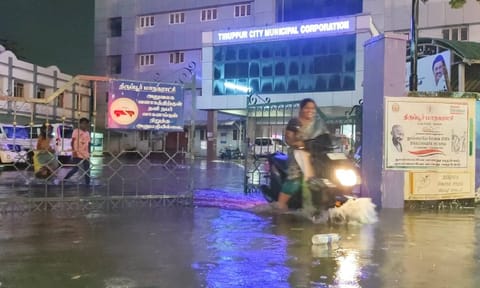 Water stagnated at the Tirupur Corporation office
