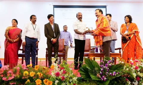 Ma Subramanian at the international conference on Global Ayurveda in Tamil Nadu Dr MGR Medical University campus