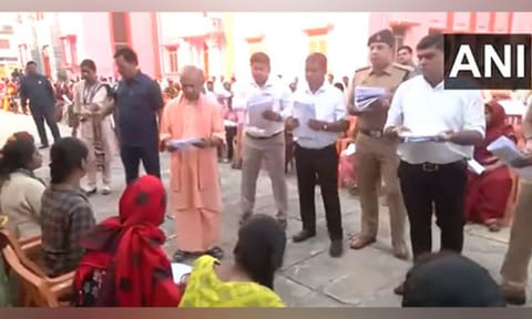 UP CM Yogi Adityanath during 'Janta Darshan' program (Photo/ANI)