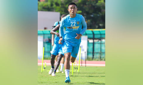 Lalrinliana Hnamte during a Chennaiyin FC training session&nbsp;&nbsp;