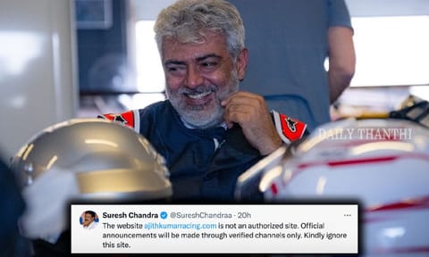 Ajith Kumar; (Inside) Manager Suresh Chandra's post on X