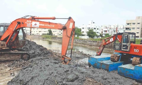 Flood mitigation works in Bhuvaneshwari Nagar, Velachery (Photo: Hemanathan M)