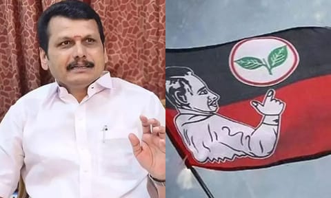 Electricity Minister V Senthilbalaji; AIADMK flag