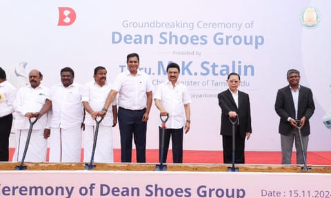 Tamil Nadu CM M K Stalin on Friday laid the foundation stone for a new manufacturing unit of the Taiwanese company Dean Shoes (X)&nbsp;