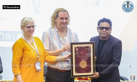 IIT Madras' virtual reality centre XTIC honours music director AR Rahman with the 'XTIC Award 2024 for Innovation' for his VR film 'Le Musk' (Photo: Hemanathan.M)&nbsp;&nbsp;