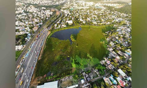 The barely-visible Peerkankarai lake&nbsp;