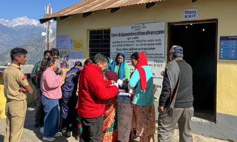 Visuals from the Rudraprayag polling station (PTI)&nbsp;