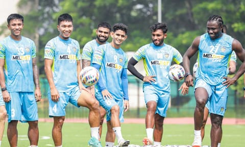 Chennaiyin FC players during training session&nbsp;