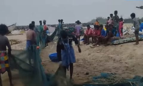Seized purse seine net from Thoothukudi fishermen (Daily Thanthi)