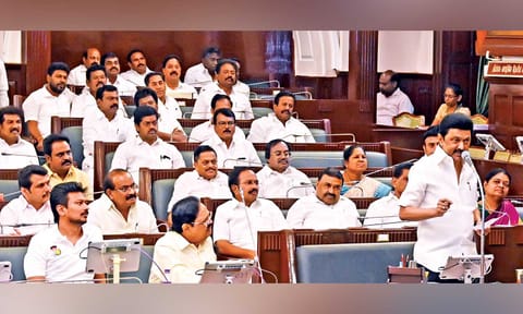 Tamil Nadu CM Stalin speaking at the State Assembly&nbsp;
