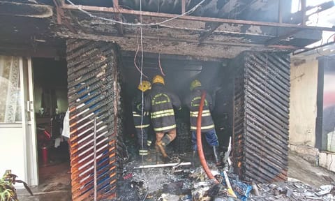 The gutted shop in Hosur