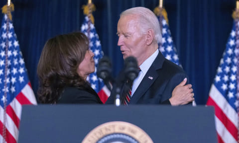 Kamala Harris and Joe Biden at the Democratic National Committee's Holiday reception at Willard hotel in Washington. (Photo: AP)