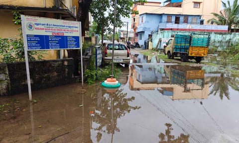 A flooded road in Iyyapanthangal&nbsp;