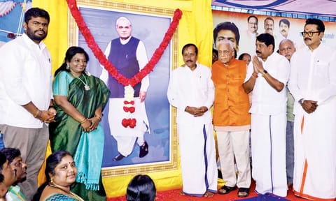Annamalai and other BJP leaders participate in Vajpayee’s centenary celebrations (Photo: Manivasagan.N)&nbsp;