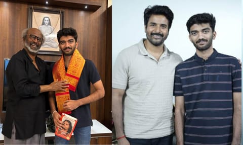 World chess champion D Gukesh with Actors Rajinikanth and Sivakarthikeyan