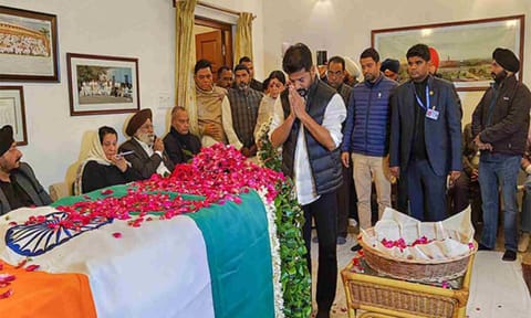 Telangana CM Revanth Reddy paid his last respects to the mortal remains of former Prime Minister Dr Manmohan Singh (ANI)