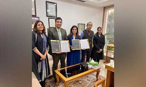 (L-R) Avantika Gode, SPF; Dr. Sumeet Kumar Jarangal, Startup India; Shweta Rajpal Kohli, SPF; Sanjiv Singh, DPIIT &amp; Aprajita Saini, Invest India (ANI)