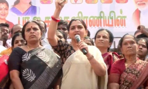 &nbsp;Khushbu Sundar at the protest&nbsp;