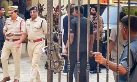 Telugu actor Allu Arjun, accused in the case related to the death of a woman during a stampede at the premiere of his film, at Chikkadpally police station to appear before the police, in Hyderabad, Sunday, Jan. 5, 2025 (PTI)&nbsp;