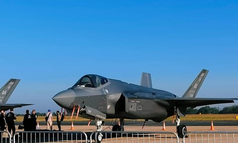 &nbsp;F35 Lightning of USAF on the tarmac preparing for a flying display during Aero India 2023