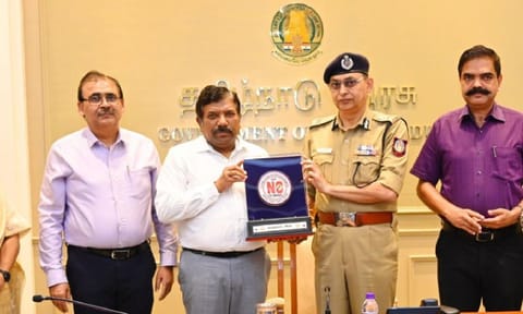 Tamil Nadu Chief Secretary, N Muruganandham and DGP Shankar Jiwal launched a mobile app ‘Drug-free Tamil Nadu’ on Saturday (X)&nbsp;