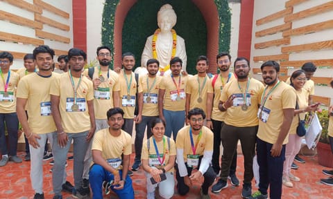 Participants pose after the marathon&nbsp;