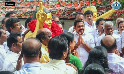 Edappadi K Palaniswami &amp; AIADMK workers pay floral tributes to MGR on his 108th birth anniversary (Photos: P Ashish)&nbsp;