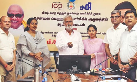 HR&amp;CE Minister PK Sekarbabu launches the KCBT mobile app during a review meeting on Tuesday