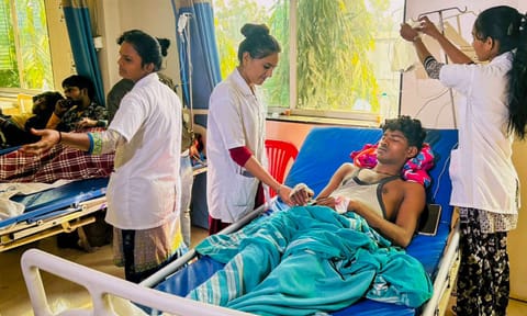 An injured being treated at a hospital a day after a train mishap, in Jalgaon district, Maharashtra (PTI)&nbsp;