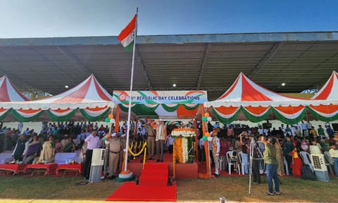 RN Singh, General Manager of Southern Railway unfurls the national flag on Republic Day (Photo: X-@GMSRailway)