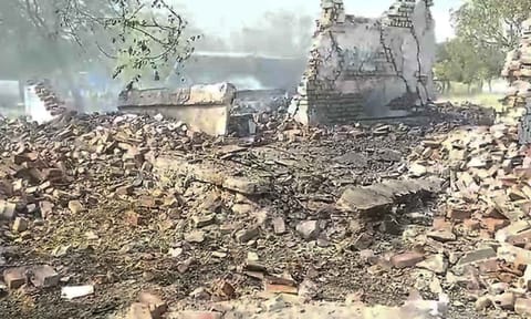 Debris is seen after an explosion at a firecracker factory, in Virudhunagar district (PTI)&nbsp;