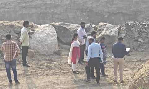 Officials at RR Crusher unit at Tirumayam in Pudukkottai&nbsp;