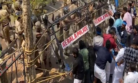 Visuals from the protest (ANI)&nbsp;