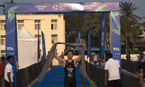 Francesco Basilico crossing the finish line at the race&nbsp;