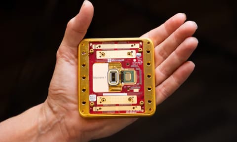 Microsoft says the architecture used to develop Marjorana 1 offers a clear path to fit a million qubits on a single chip that can fit in the palm of a hand. (Photo: Microsoft)