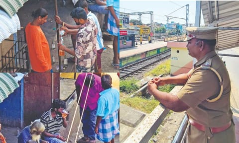 Despite the presence of cops, men get together in groups under the FOB during the day to consume alcohol