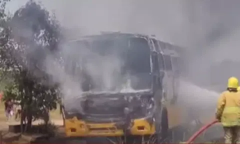 Private college bus in Vellore catches fire; no casualties reported
