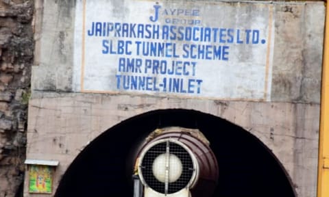 The under construction stretch in the tunnel of Srisailam Left Bank Canal (SLBC) project where a section of roof collapsed, in Nagarkurnool district (PTI)