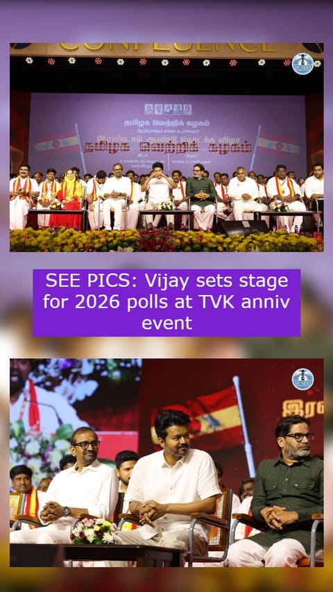 SEE PICS: Vijay sets stage for 2026 polls at TVK anniv event