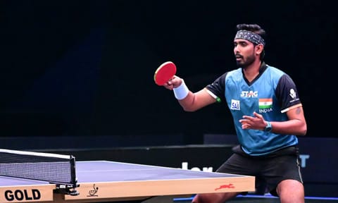 Sharath Kamal in action