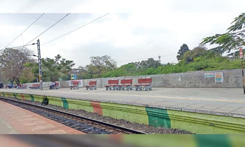 Platform without a roof at Pallavaram railway station&nbsp;