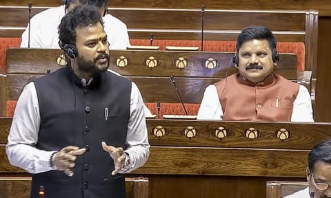 Union Minister Kinjarapu Rammohan Naidu speaks in the Rajya Sabha during the Budget session of Parliament, in New Delhi (PTI)&nbsp;