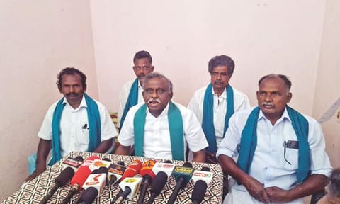 State’s SKM-NP coordinator PR Pandian addressing media in Pattukkottai on Monday