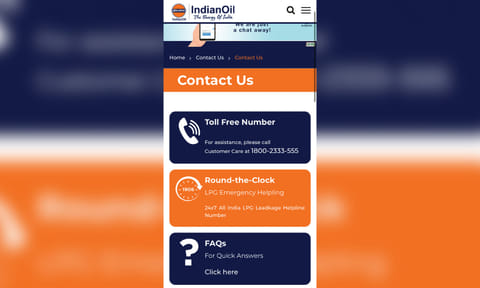 Screenshot of Indian Oil Mobile app&nbsp;