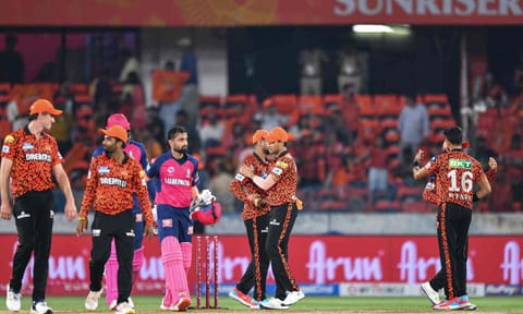 &nbsp;Sunrisers Hyderabad team players (PTI)