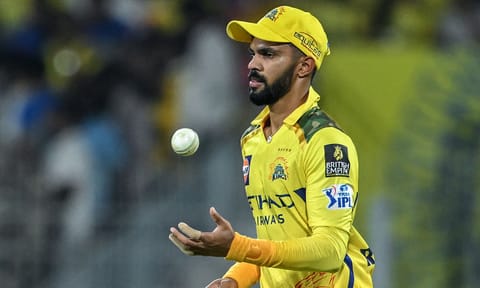 Ruturaj Gaikwad in action during the match against Mumbai Indians