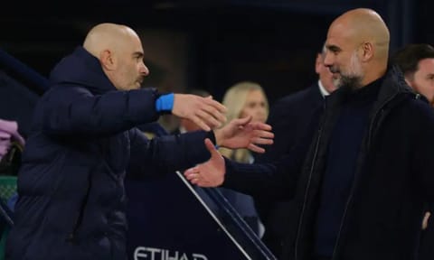 Enzo Maresca (left) and Pep Guardiola&nbsp;