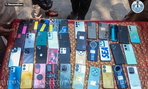 The seized 36 mobile phones by Chennai police (Image: Hemanathan)
