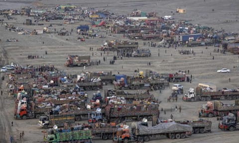 Afghan refugees settle in a camp near the Torkham Pakistan-Afghanistan border, in Torkham, Afghanistan, Nov 3, 2023 (AP)&nbsp;